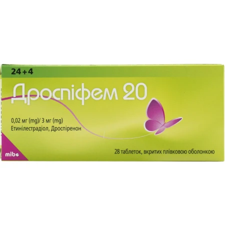 Дроспіфем 20 табл., в/плів. обол. по 0.02 мг/3 мг №28