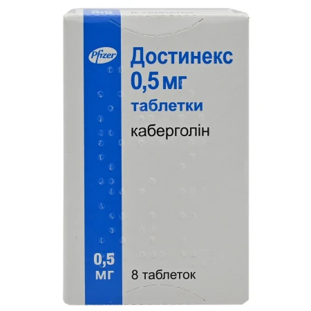 Достинекс табл. по 0.5 мг №8 у флак.
