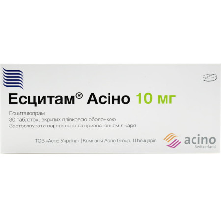 Есцитам Асіно табл, в/плів. обол. по 10 мг №30 (10х3)